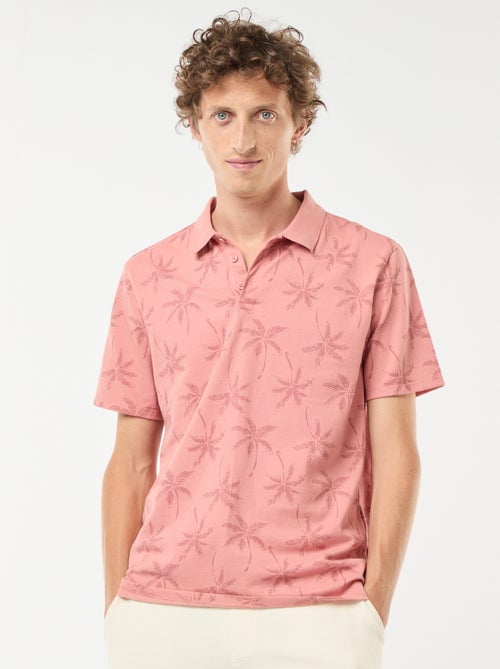 Polo en maille piquée avec motif all-over - Kiabi