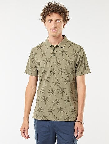 Polo en maille piquée avec motif all-over