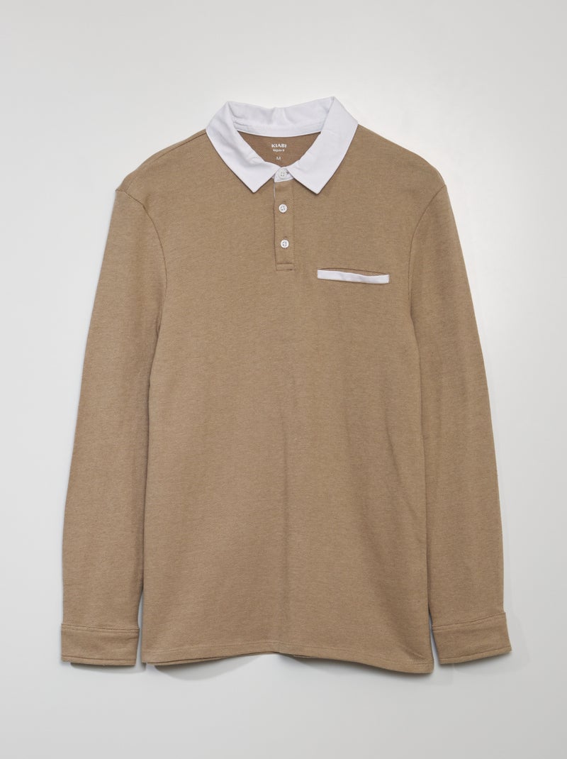 Polo en maille piquée Beige - Kiabi