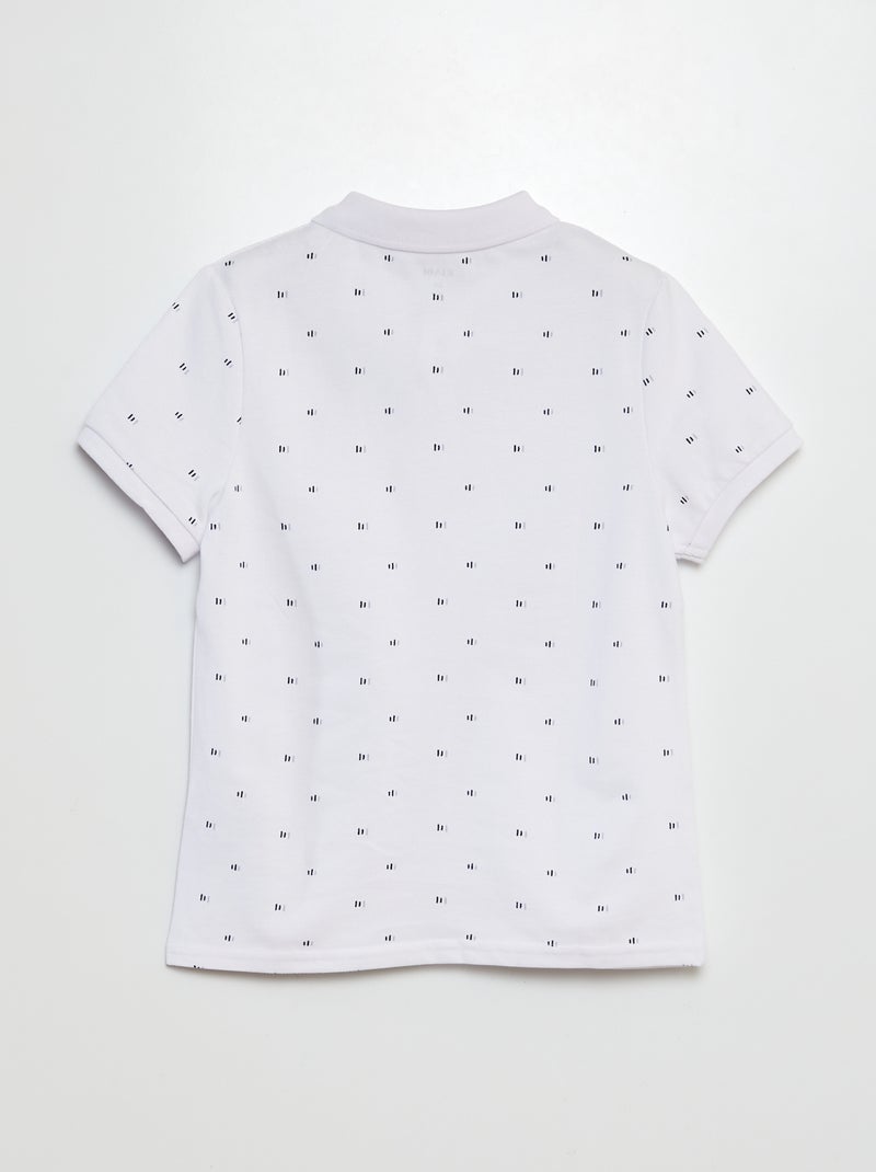 Polo en maille piquée BLANC - Kiabi