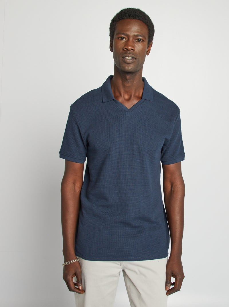 Polo en maille piquée Bleu marine - Kiabi