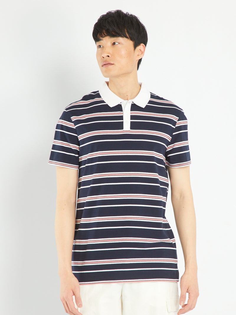 Polo en maille piquée Bleu/rose - Kiabi