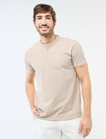 Polo en maille piquée homme à col tunisien