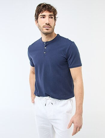 Polo en maille piquée homme à col tunisien