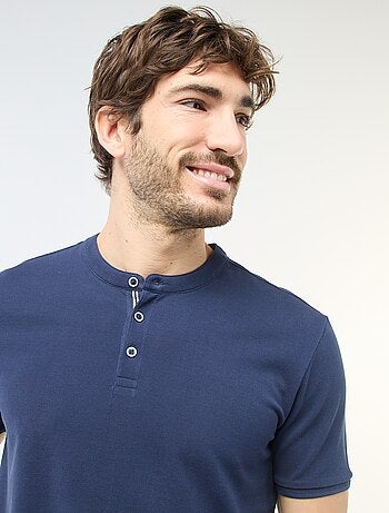 Polo en maille piquée homme à col tunisien