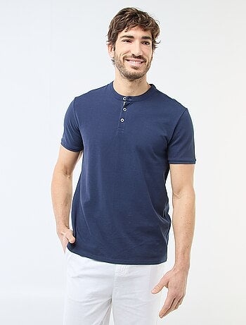 Polo en maille piquée homme à col tunisien