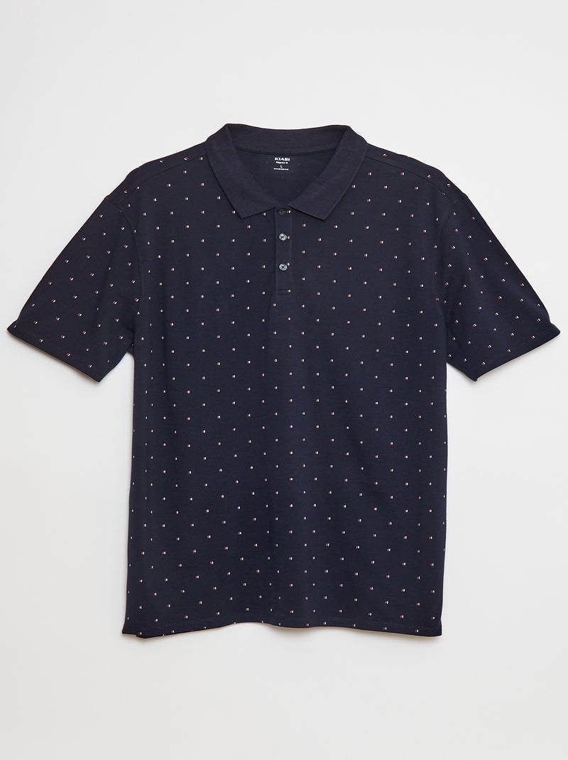 Polo en maille piquée imprimé Bleu - Kiabi