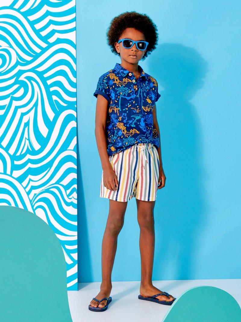 Polo en maille piquée 'jungle' Bleu 'jungle' - Kiabi