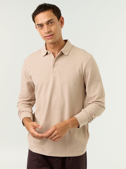Polo en maille piquée manches longues - Kiabi