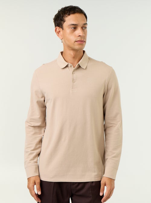 Polo en maille piquée manches longues - Kiabi