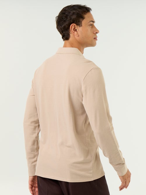 Polo en maille piquée manches longues - Kiabi