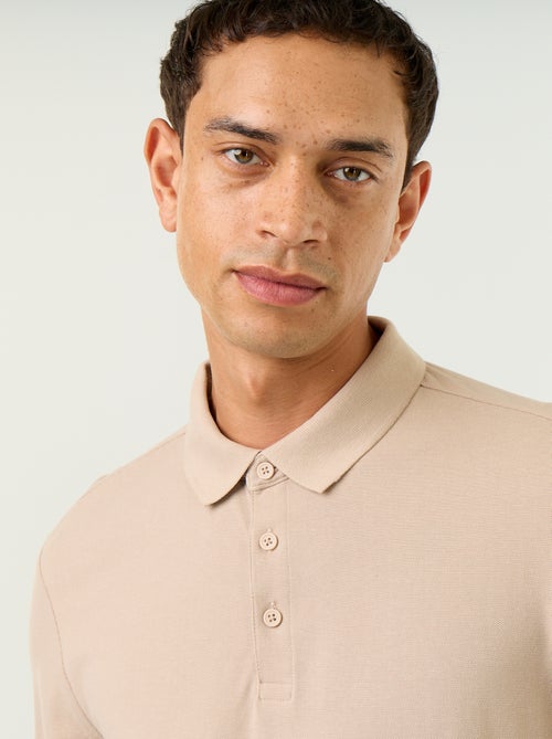 Polo en maille piquée manches longues - Kiabi