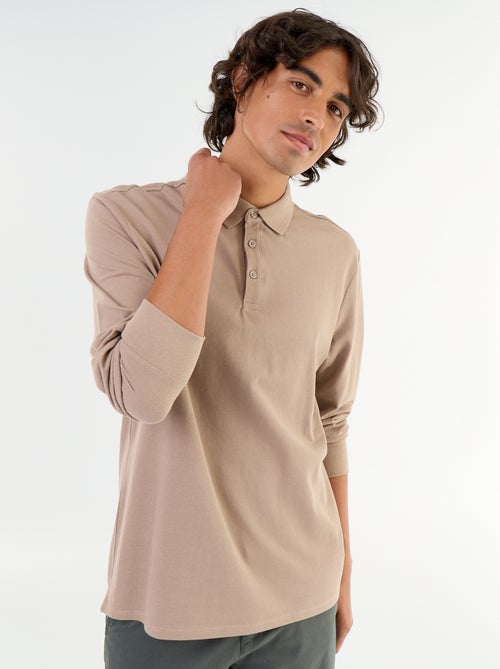 Polo en maille piquée manches longues - Kiabi Polo en maille piquée manches longues - Kiabi