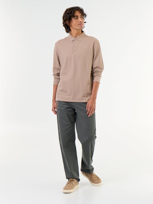 Polo en maille piquée manches longues - Kiabi Polo en maille piquée manches longues - Kiabi