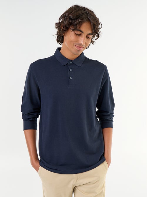 Polo en maille piquée manches longues - Kiabi Polo en maille piquée manches longues - Kiabi