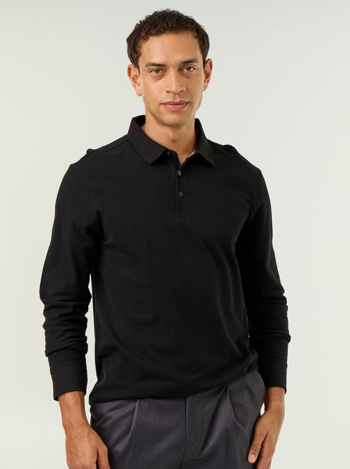 Polo en maille piquée manches longues - Kiabi