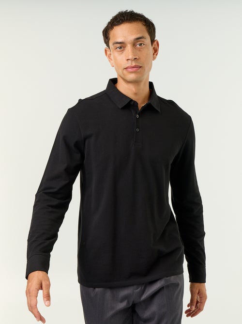 Polo en maille piquée manches longues - Kiabi