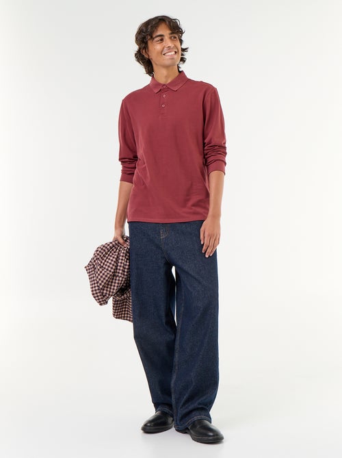 Polo en maille piquée manches longues - Kiabi Polo en maille piquée manches longues - Kiabi