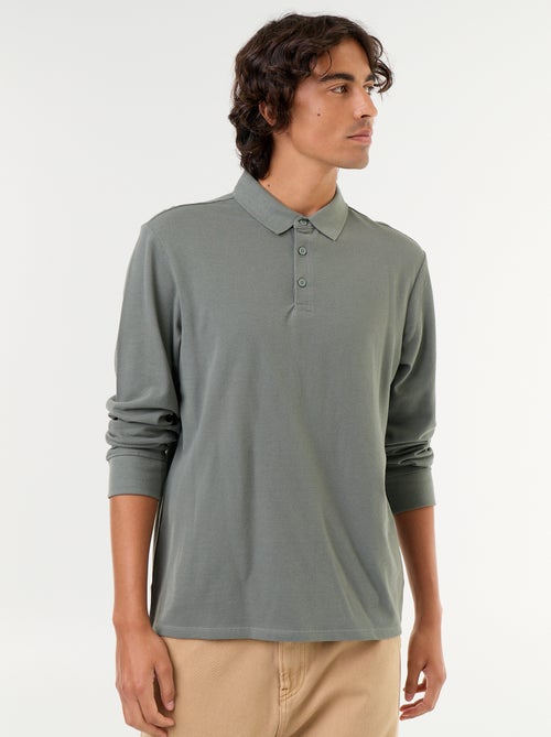 Polo en maille piquée manches longues - Kiabi Polo en maille piquée manches longues - Kiabi