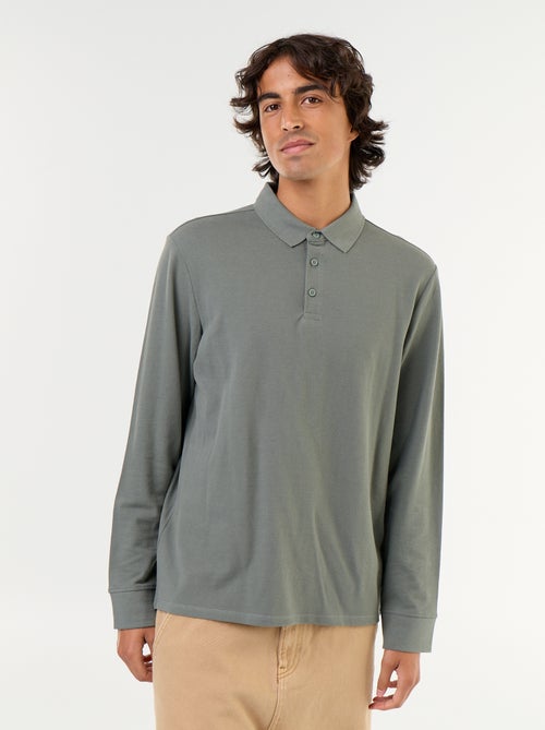 Polo en maille piquée manches longues - Kiabi Polo en maille piquée manches longues - Kiabi