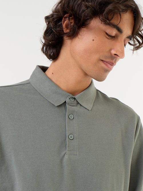 Polo en maille piquée manches longues - Kiabi Polo en maille piquée manches longues - Kiabi