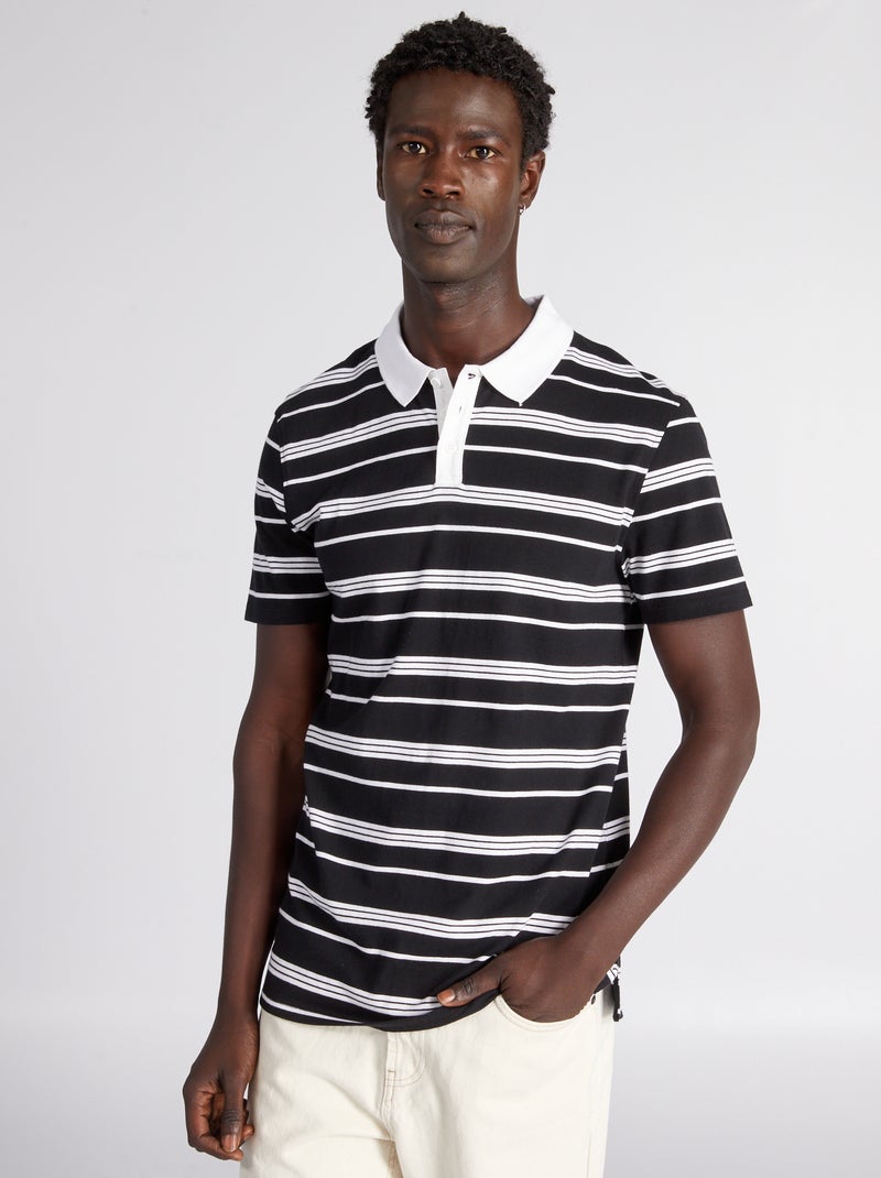 Polo en maille piquée noir - Kiabi
