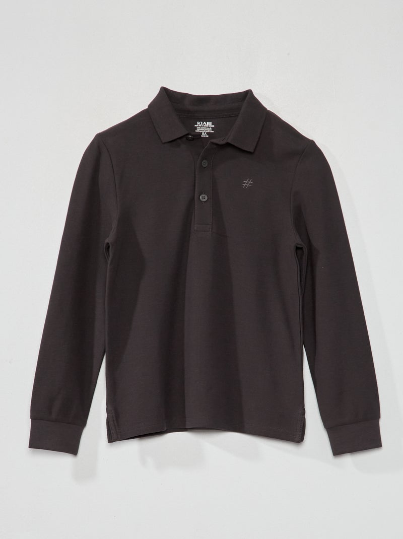Polo en maille piquée Noir - Kiabi