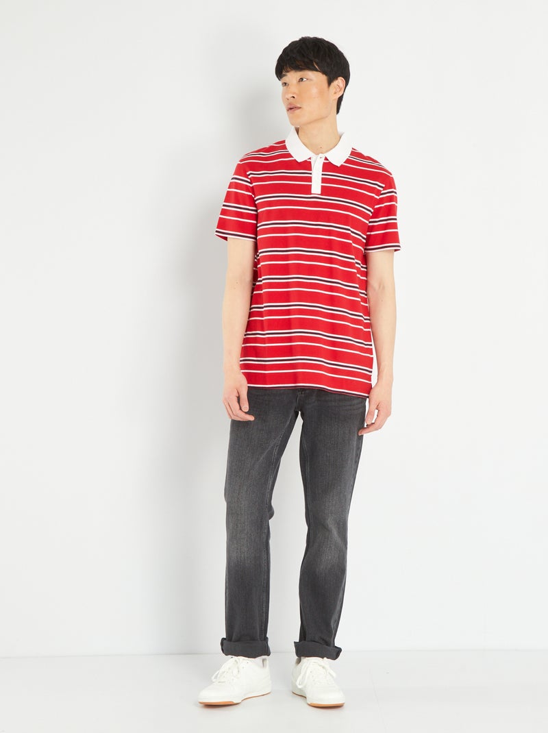 Polo en maille piquée Rouge - Kiabi