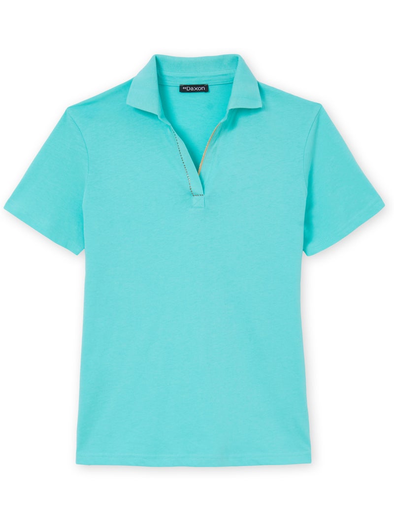 Polo en maille pur coton - DAXON Bleu aqua - Kiabi