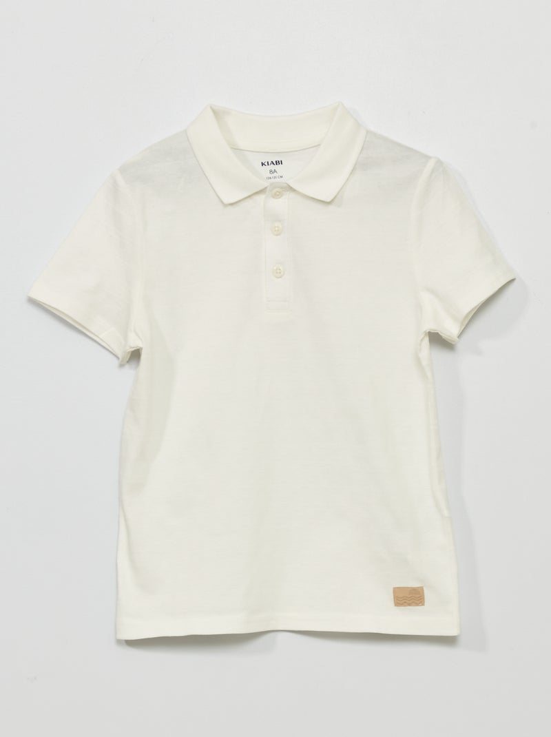 Polo en maille relief Blanc - Kiabi