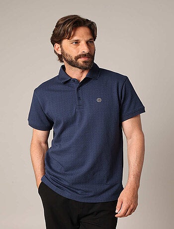 Polo en maille texturée avec col côtelé 'Deeluxe'