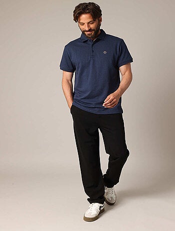 Polo en maille texturée avec col côtelé 'Deeluxe'