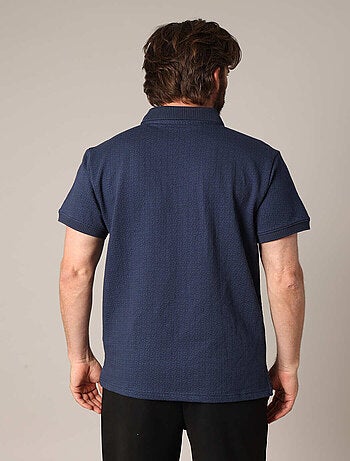 Polo en maille texturée avec col côtelé 'Deeluxe'
