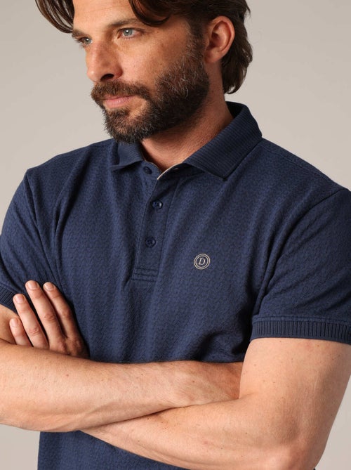 Polo en maille texturée avec col côtelé 'Deeluxe' - Kiabi
