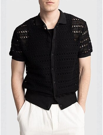 Polo en maille texturée avec fermeture boutonnée giesto