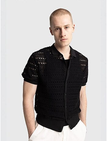 Polo en maille texturée avec fermeture boutonnée giesto