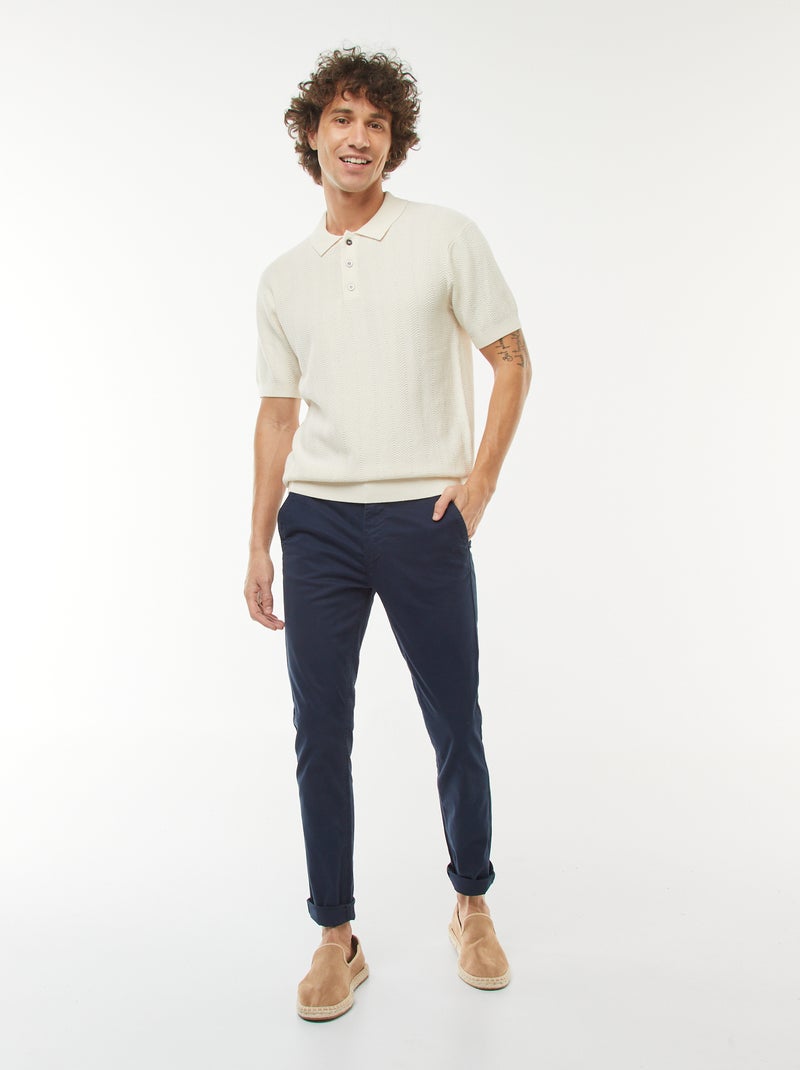 Polo en maille tricot  à manches courtes Blanc - Kiabi