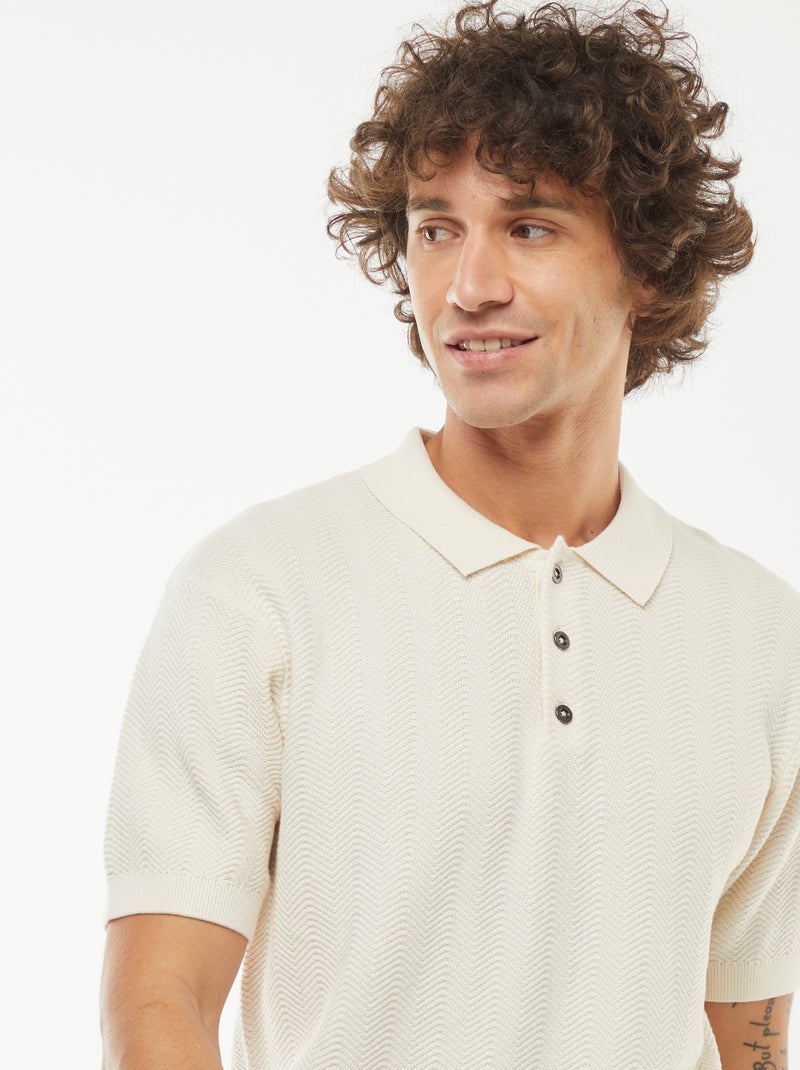 Polo en maille tricot  à manches courtes Blanc - Kiabi