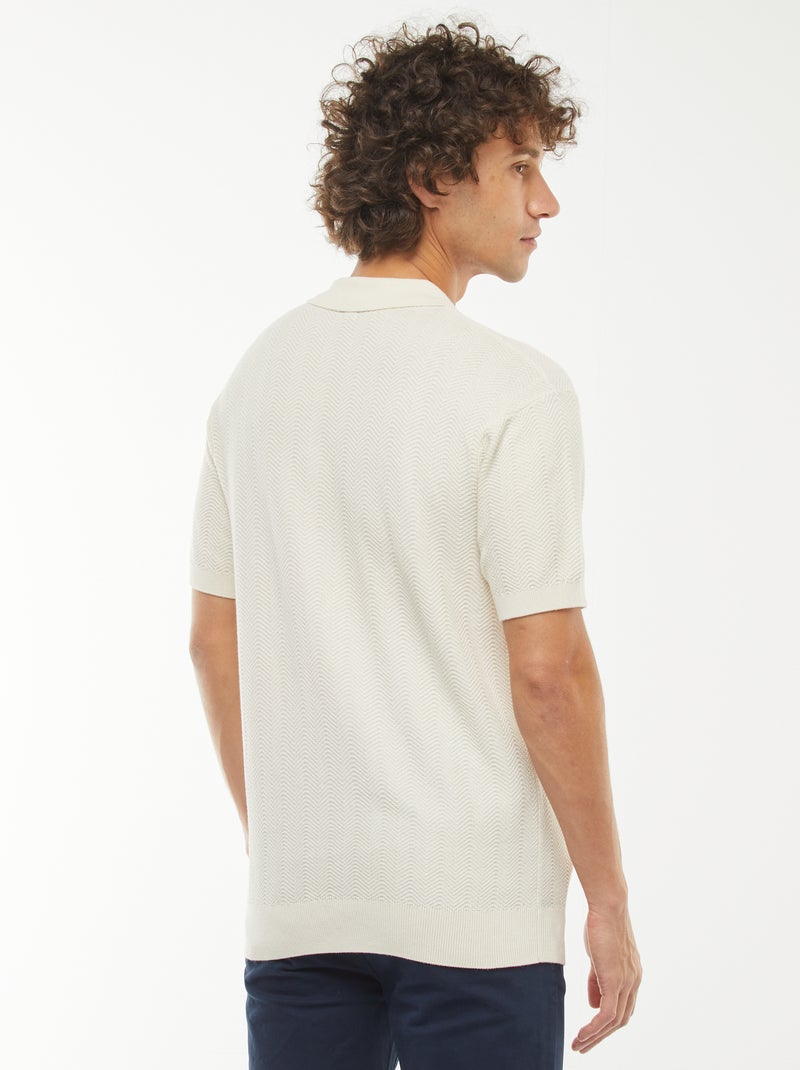 Polo en maille tricot  à manches courtes Blanc - Kiabi