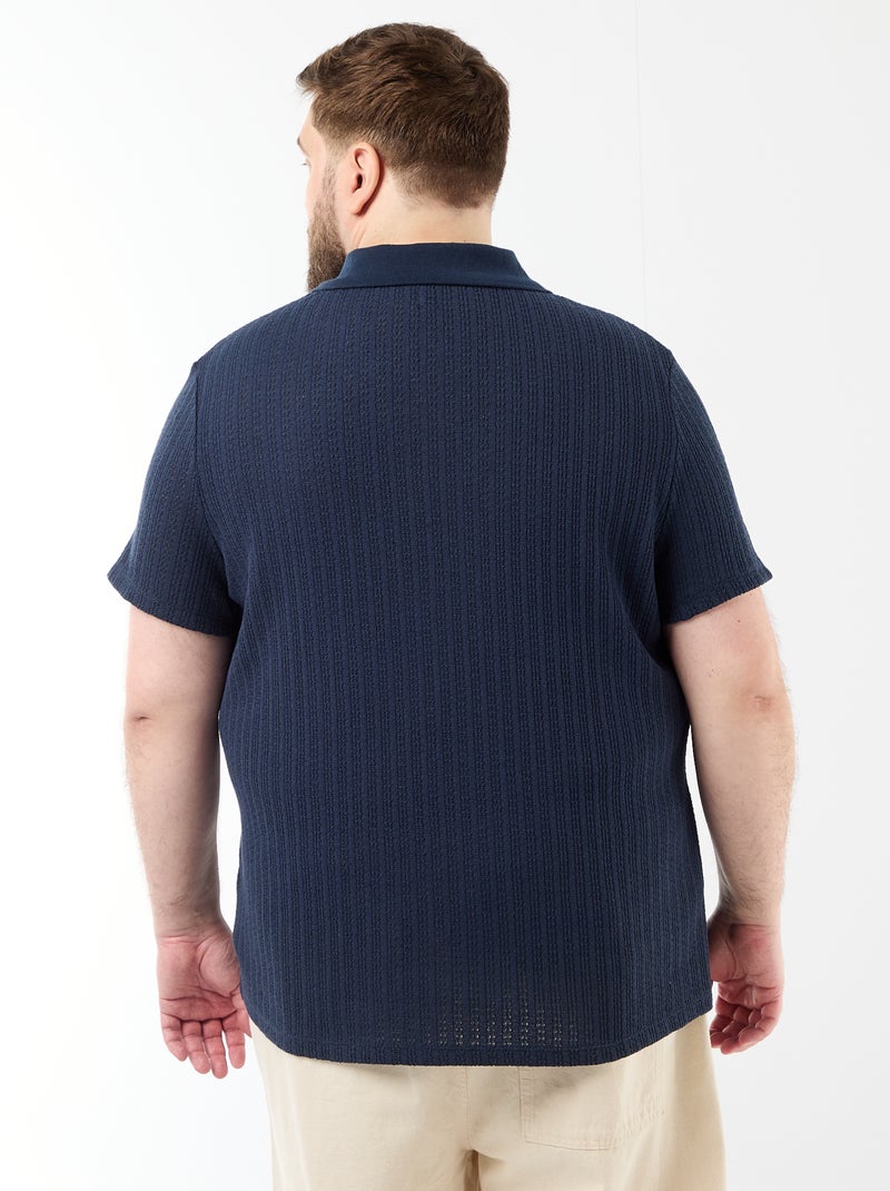 Polo en maille tricot à manches courtes Bleu - Kiabi