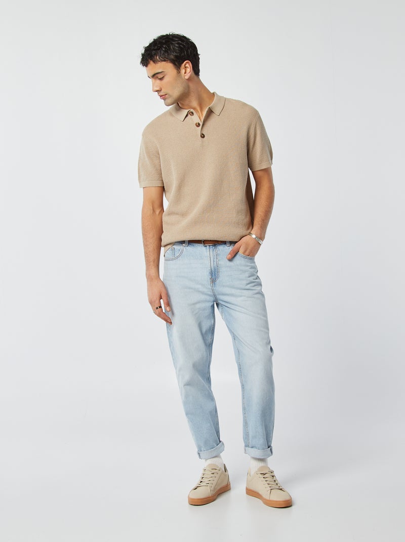 Polo en maille tricot Beige - Kiabi