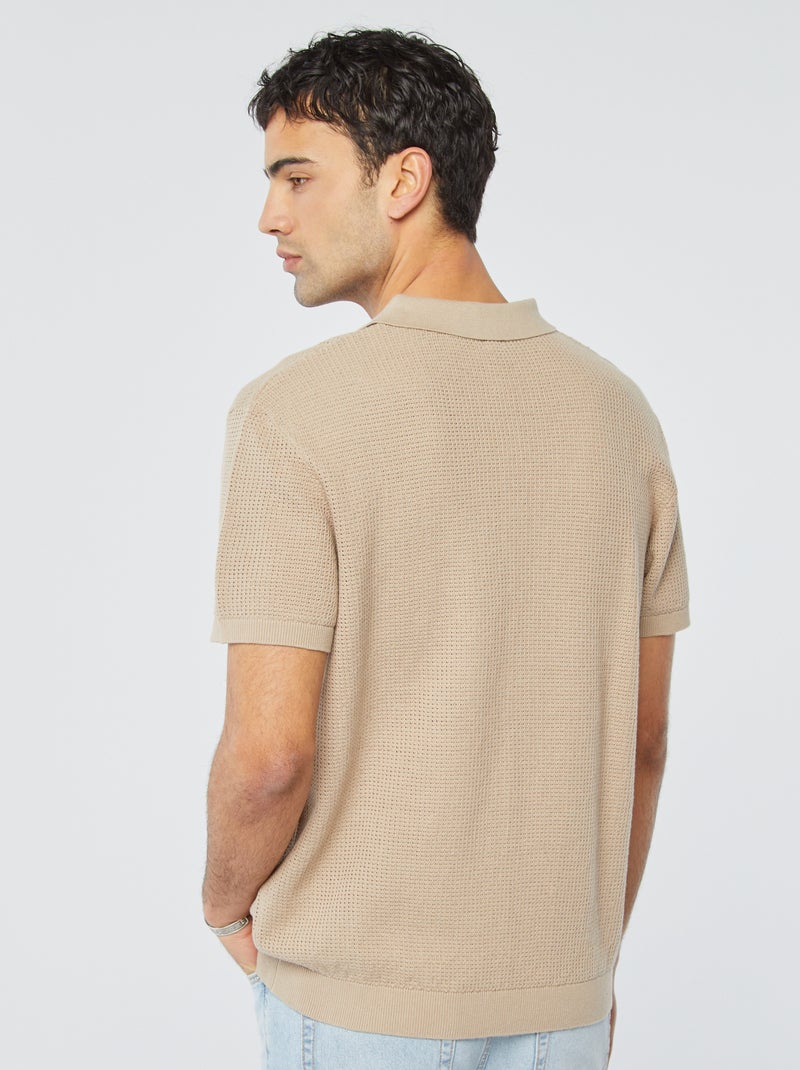 Polo en maille tricot Beige - Kiabi