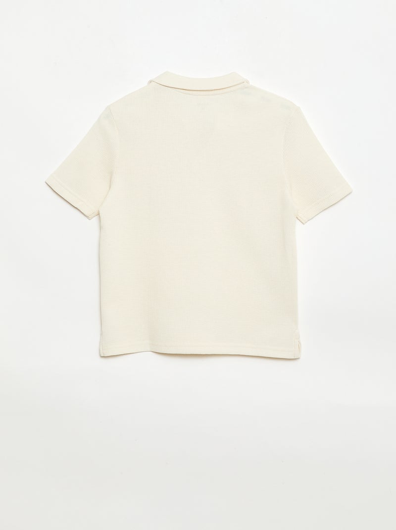 Polo en matière en nid d'abeilles Blanc - Kiabi