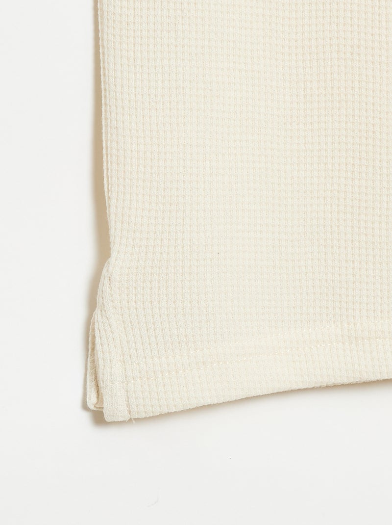 Polo en matière en nid d'abeilles Blanc - Kiabi