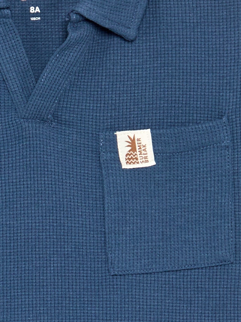 Polo en matière en nid d'abeilles Blanc - Kiabi