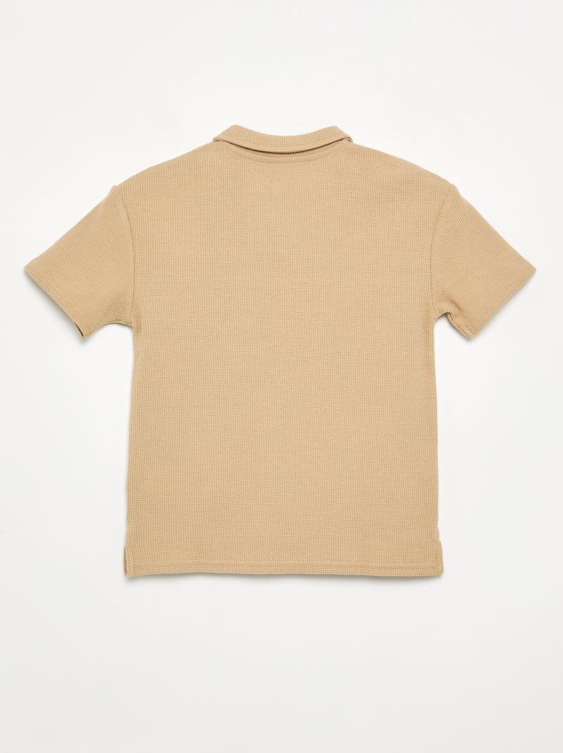 Polo en matière en nid d'abeilles Blanc - Kiabi