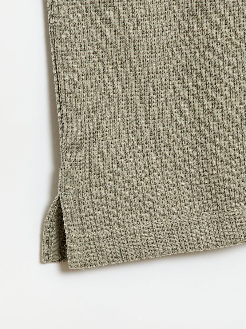 Polo en matière en nid d'abeilles Vert - Kiabi