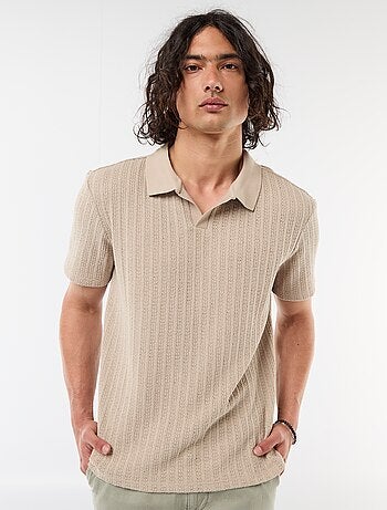 Polo en matière fantaisie ajourée