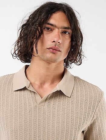 Polo en matière fantaisie ajourée