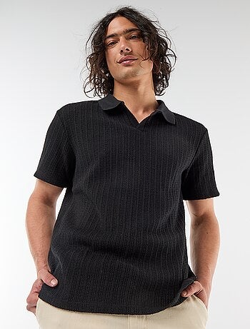 Polo en matière fantaisie ajourée